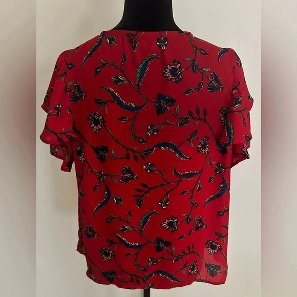 Anthropologie W5 Women’s Red/Blue Flutter Sleeve Blouse - Size L - Picture 2 of 4